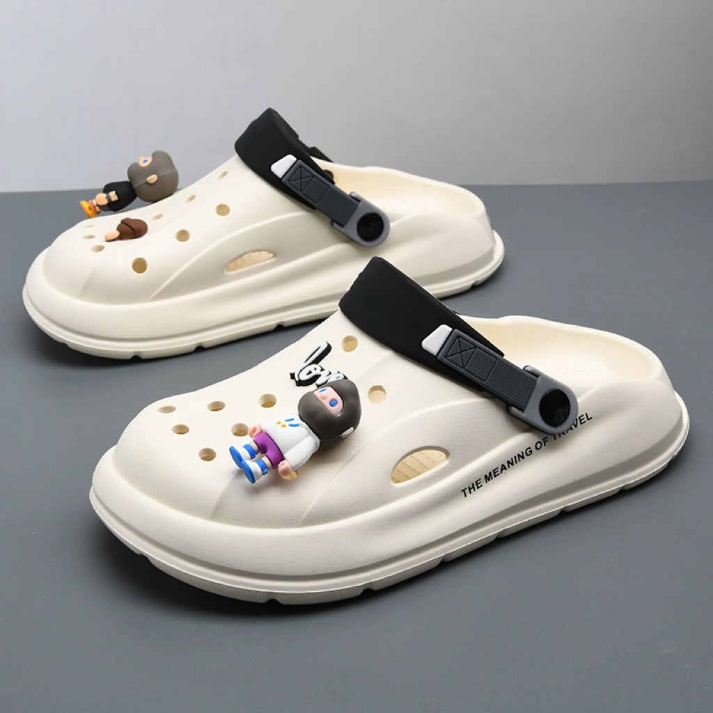 Wholesale Men's summer thick-soled casual sports non-slip soft-soled sandals outdoor dual-use drooping beach slippers